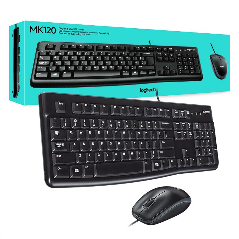 Kit Teclado + Mouse USB Logitech MK120 - Negro (Español)